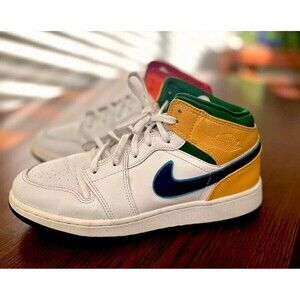 Size 6Y - Nike Air Jordan 1 Mid GS White Court Purple Multicolor 554725-128